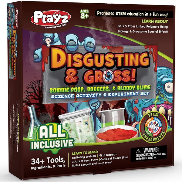 Playz Disgusting n' Gross Zombie Poop, Boogers, & Bloody Slime Science Activity & Experiment Set