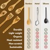 6 Pcs Funny Chicken Engrave Bamboo Spoons with Kitchen Towels