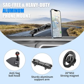 JAKISIMA Magnetic Phone Mount Holder for 2018-2023 Jeep Wrangler JL JLU 4XE Gladiator JT 2/4 Door, MagSafe Car Mount, 360° Adjustable Car Phone Holder for Jeep Wrangler Accessories Fit 8.4" Screen