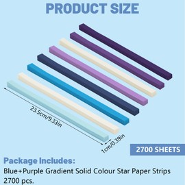 Realand 2700 Sheets Origami Star Paper Strips, Blue + Purple Gradient Solid Color Paper Star Strips Double Sided Lucky Star Folding Paper Decoration DIY Hand Art Crafts