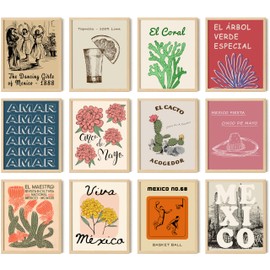 Decoración mexicana 97 para el hogar, arte de pared mexicano clásico, póster bohemio de México, decoración de pared de cactus hispanos, impresiones de viaje retro de la ciudad de México para