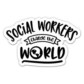 Social Workers Change The World Stickers - 2 Pack - Waterproof Vinyl for Car, Phone, Water Bottle, Laptop - Social Worker Decals (2-Pack)