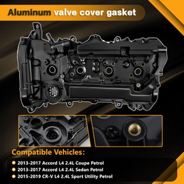 Aluminum Valve Cover with Valve Cover Gasket Compatible with Honda Accord 2013-2017, CRV 2015-2019 L4 2.4L Replace # 12310RDFA01 123105A2A01