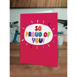 Brainbox Candy - Funny Congratulations Embossed Card - 'So Proud Of You' - Well Done Exams - For Him Her Son Daughter Friend Mates Graduate Uni Students - Novelty Humour Cards