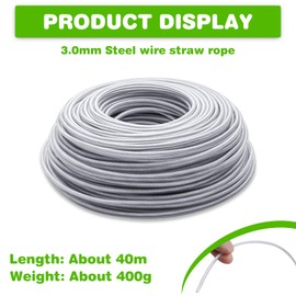 Trimmer Line Steel, Mowing Line Steel Wire 3 mm x 40 m, Grass Trimmer Line Brush Cutter Line, Grass Trimmer Line for Weed Grass Yard Garden