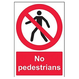 V Safety No Pedestrians Prohibition Sign - 200mm x 300mm - 1mm Rigid Plastic