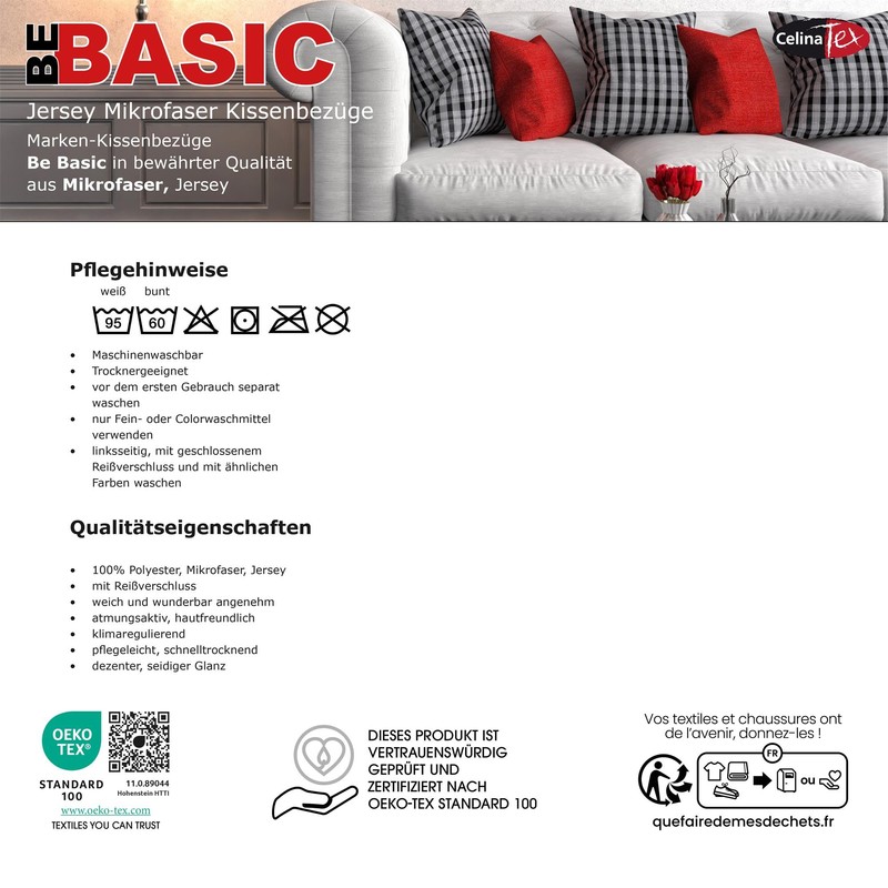 CelinaTex BeBasic Pillowcase Double Pack 40 x 145 cm Cream