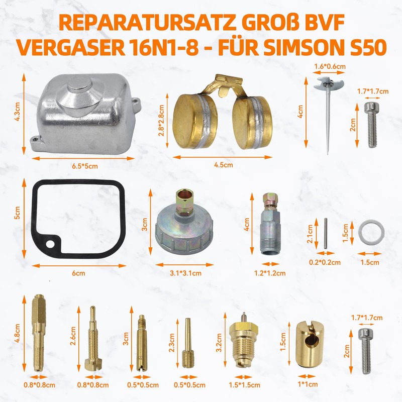 Motorcycle Carburettor Repair Kit for BVF 16N1-11, Complete Set with