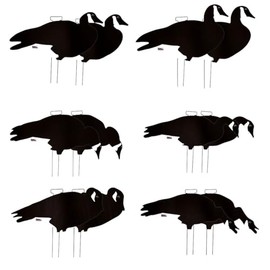 Avery GHG Pro-Grade Silhouette Goose Decoys – Realistic, Stackable Decoys with Steel Stakes (Dozen, 6 Poses), Black & White