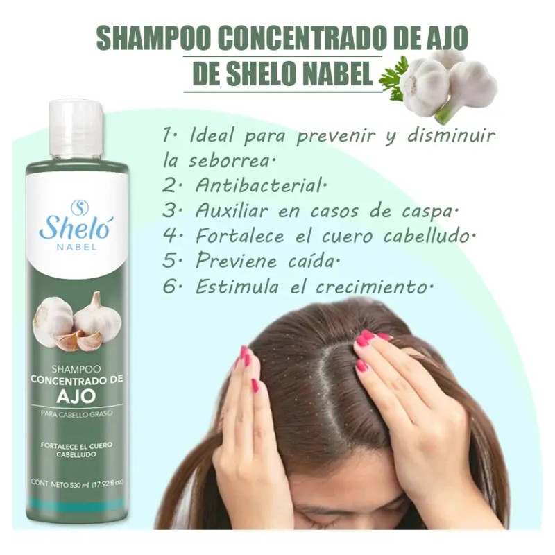 Shampoo Concentrado Ajo Sheló Nabel 530ml Antiseborreico
