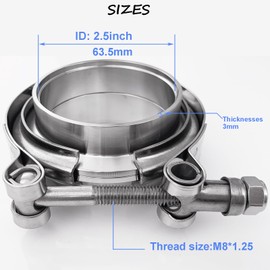 63 mm V Band Clamp Kit with Male Female Flange Stainless Steel 304, Turbo Wastegate Clamp Flange Kit Universal (V Band Clamp With Flange, 2.5 inch) (63 mm (2.5 inch))
