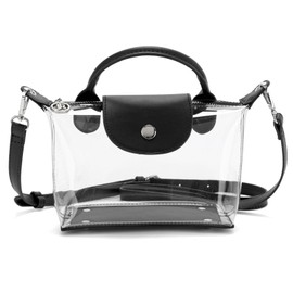 Y&R Direct Clear Bag Purse for Stadium Approved Transparent Crossbody Purse Handbags for Concerts Sports Events (Black)