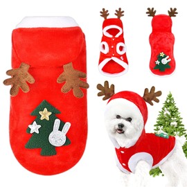 QETRABONE Small Dog Cat Elk Costume Christmas Pet Clothes Outfits Red Christmas Elk Scarf Cosplay Dressing up Xmas Clothing (Elk, L)
