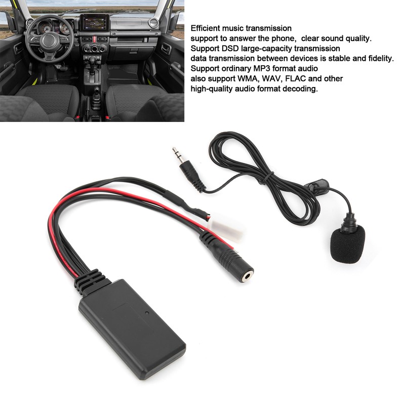 Bluetooth 5.0 AUX Cable Adapter with Microphone Handsfree Replacement for