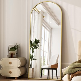 Easly Modern Arched Full-Length Mirror, 71"x26" Floor Mirror With Stand, Wall-Mounted for Bathroom, Dressing Room - Hanging or Leaning - Full Body for Bedroom, Gold