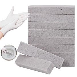 Herda 10 Pack Pumice Stone for Toilet Bowl Cleaning, Powerfully Pumice Stick for Cleaning Hard Water Rings, Calcium Buildup, Rust, Pumice Bar for Toilets, Bathtubs, Grills, Swimming Pools, Sinks