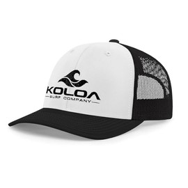 Joe's USA Koloa Surf Wave Classics Retro Trucker Cap - Mesh Snapback Hat Black/White with Black Embroidered Logo