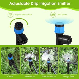 60 Pcs Water Irrigation Drippers, MSDADA Adjustable 360 Degree Fan Sprayer Irrigation Drip Drippers, Drip Irrigation Emitters with Stake, Watering System Accessories Fit for 1/4'' Hose(Blue)