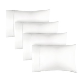 Standard Size Pillow Cases Set of 4 - Extra Soft Pillowcases - 50cm x 75cm - Breathable & Cooling Pillow Cases 4 Pack - Luxury Pillow Covers - Machine Washable - Pillow Protectors 4 Piece Set (White)
