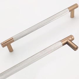 Westablize 2 Pack 7 1/2 Inch 192 mm Bar Cabinet Pulls Bronze and Nickel Knurled Handles for Bronze and Nickel Drawer Pulls Cupboard Aluminum Handles (Modern 2, Bronze and Nickel, 7 1/2 Inch)