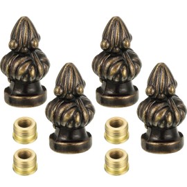 Mudder 4 Pack Lamp Finial Cap Knob Antique Brass Lamp Finial Thread 1-3/8 Inch High Retro Decorations
