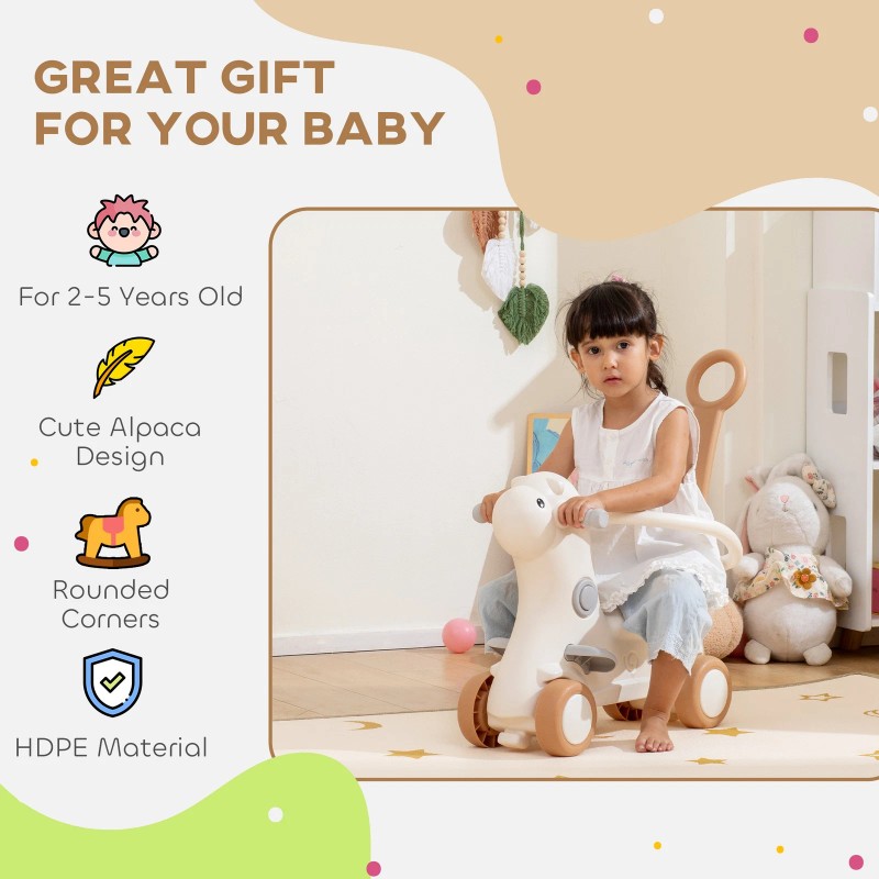 Qaba 4-in-1 Rocking Horse with Detachable Balance Board for 2-5