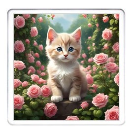 Kitten Coaster Set. 4 different Kitty Cat Pictures on 10cm x 10cm Acrylic Coasters. Boxed Coaster Drip Mat Set.