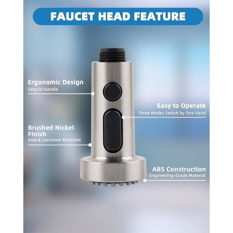 Hibbent Pull Down Kitchen Faucet Head Replacement, 3 Function Sink