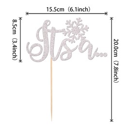 1 decoración para tartas de revelación de género con purpurina que es una decoración para tartas de invierno con copo de nieve para niños o niñas, baby shower, invierno, país de las maravillas para niños, cumpleaños, fiesta de Navidad, decoración de past