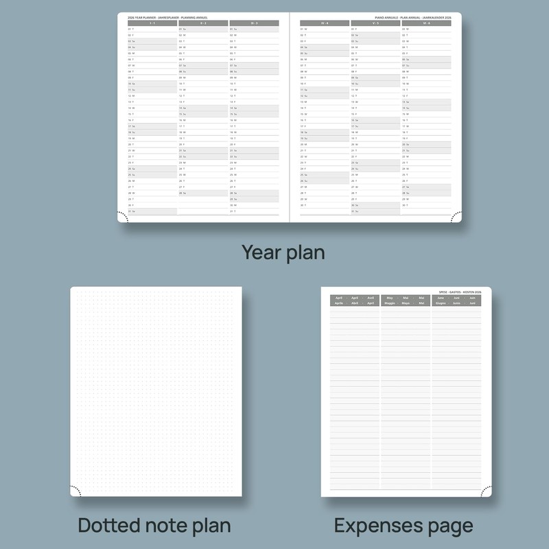 POPRUN Calendar 2026 Book Calendar 26.5 x 21.5 cm, 17-Month