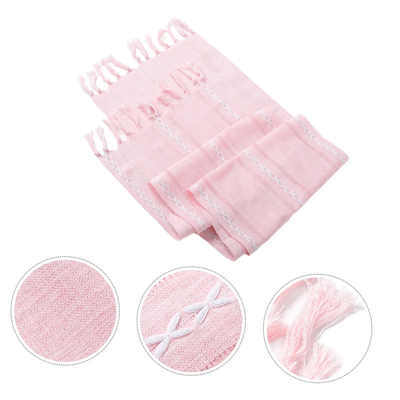 NOLITOY Rustic Pink Table Runner with Tassels Woven Decorative Table