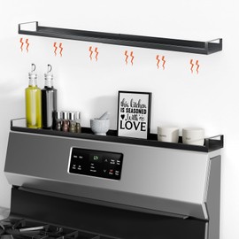 Bumusty 4X Strong Magnetic Shelf for Stove Top, 30" Adjustable Oven Shelf Spice Rack Over the Stove, Seasoning Organizer Kitchen Shelves, Matte Black