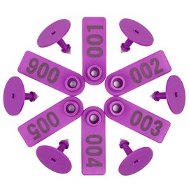 ZHEQOGZH Numbered Ear Tags 001-100 Count Plastic Livestock Ear Tags with Numbers for Cattle Cows Hogs Pigs Sheep Goats (2 x 0.7 inch, Purple)