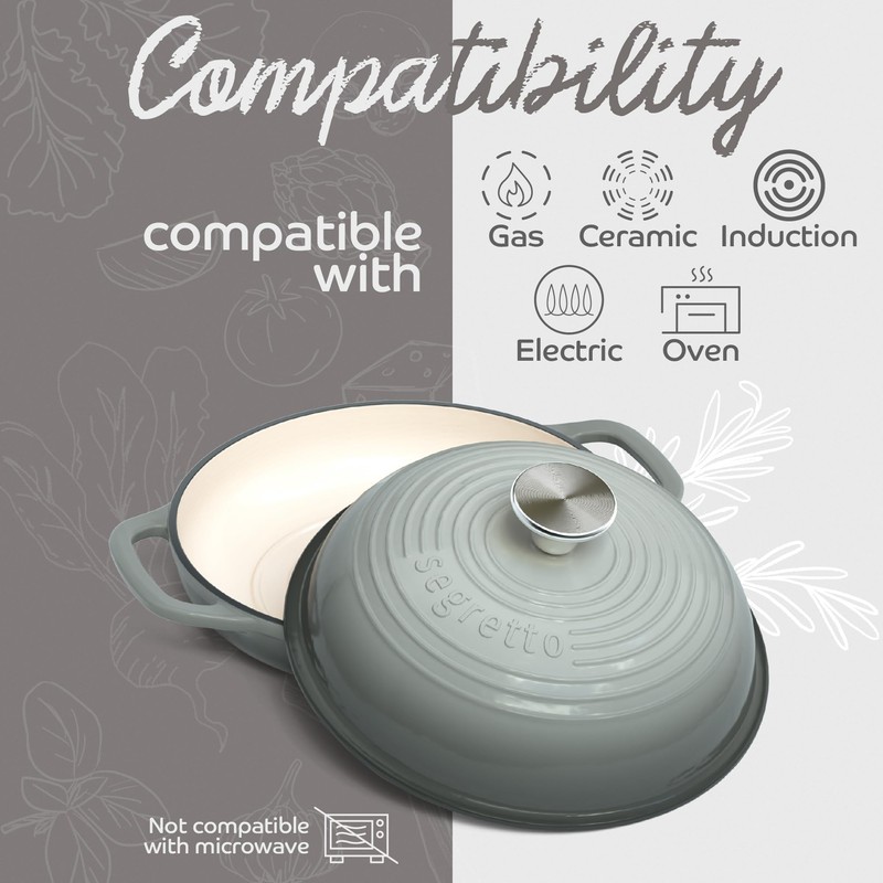 Enameled Cast Iron Bread Pan with Lid, 11” Grigio Scuro
