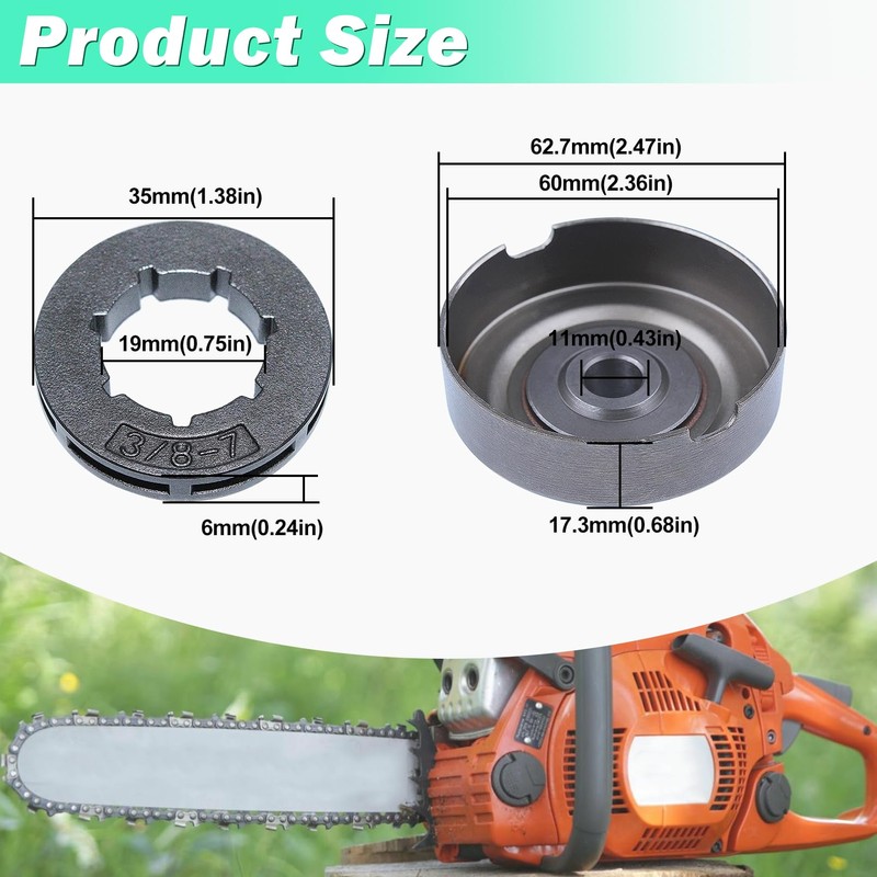 Adefol 3/8"-7T Sprocket Clutch Drum Kit for Echo CS-352 CS-310