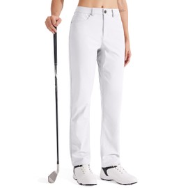 Libin Womens Golf Pants 29" Stretch Straight Leg Dress Work Slacks Office Business Casual Pants for Hiking Travel Lightweight,White 10