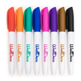 WallDeca Wet Erase Markers Fine Point, Assorted Colors, 8-Count, Multipurpose Markers - Work for Laminated Calendars, Durable & Fine Tip with Bold Vivid Colors