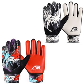 Arsh 2 Pack Soccer Goalie Gloves (Red/White, Size 4 Suitable for 6-9 Years)