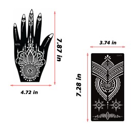 XMASIR 16 Sheets Henna Tattoo Stencils for Women, Reusable Temporary Tattoo Indian Arabian Flower Temporary Tattoo Stickers for Body Hand