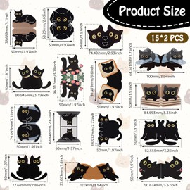 30 marcadores magnéticos, marcadores magnéticos de gato negro, lindo marcador de libro, marcador creativo surtido para libros y amantes de los gatos
