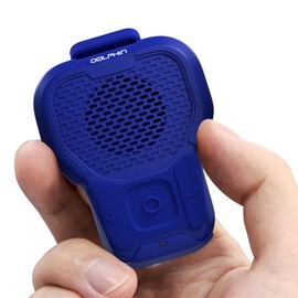 Dolphin CLP-10 Wearable Magnetic Clip-On Bluetooth Speaker with Built-in Mic for Hands-Free Calls/Music, Compact and Portable Design – Blue