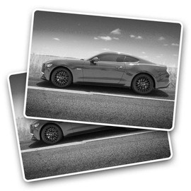 Rectangle Stickers(Set of 2) 7.5cm BW - Muscle Car Automobile Fun Decals for Laptops,Tablets,Luggage,Scrap Booking,Fridges, #41250