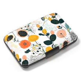 Atufsuat Card Holder Credit Cards Holder for Women RFID wallet women Business Card Holder Wallet Mini Aluminum Card Wallet RFID Blocking Slim Metal Hard Card for Women, Flower Seamless Pattern