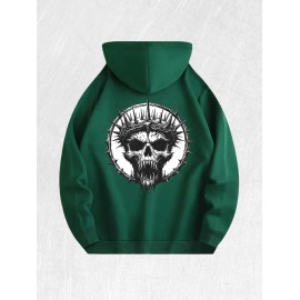 Crown of Thorns Skull Hoodie 100% Cotton US Warehouse 7 ColorsColor: Army Green, Size: M