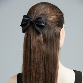She's Vintage Double Bow Hair Clip, Original Design Parallel Hair Accessory, Elegant Gift(Black)