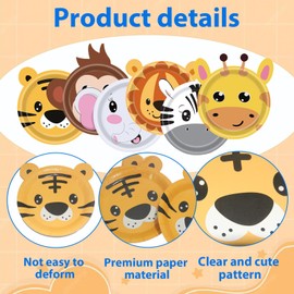ZSFUMYU 60 Pack Animal Shaped Disposable Plates, 7 Inch Jungle Safari Party Paper Plates, for Birthday Baby Shower, Birthday Party, Children's Day and Jungle Parties