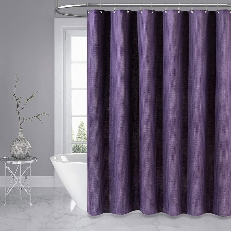 Dynamene Purple Fabric Shower Curtain - Waffle Textured Heavy Duty