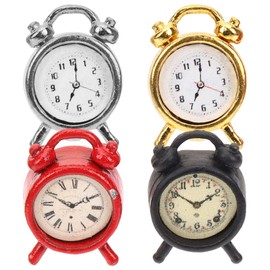 jojofuny 4Pcs Miniature Alarms, Mini Alarm Clocks, Dollhouse Clock, for DIY Craft Minihouse Accessories 1:12 Scale Miniature Scene Cute Tiny Alarm Clocks
