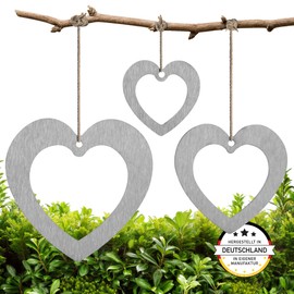 EXTRAVAGANT® Set of 3 Heart Hangers Stainless Steel Window Decoration Door Decoration Garden Decoration Weatherproof Rustproof Decoration for Hanging Balcony Patio Wedding Gift Love Valentine's Day