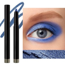 Blue Shimmer Cream Eyeshadow Stick, Waterproof & Long Lasting Eye Shadow & Eyeshadow Pencil, High Pigmented Eye Brightener Makeup, Multi-Dimensional Hypoallergenic Eyeshadow Highlighter Eye Liner 05#